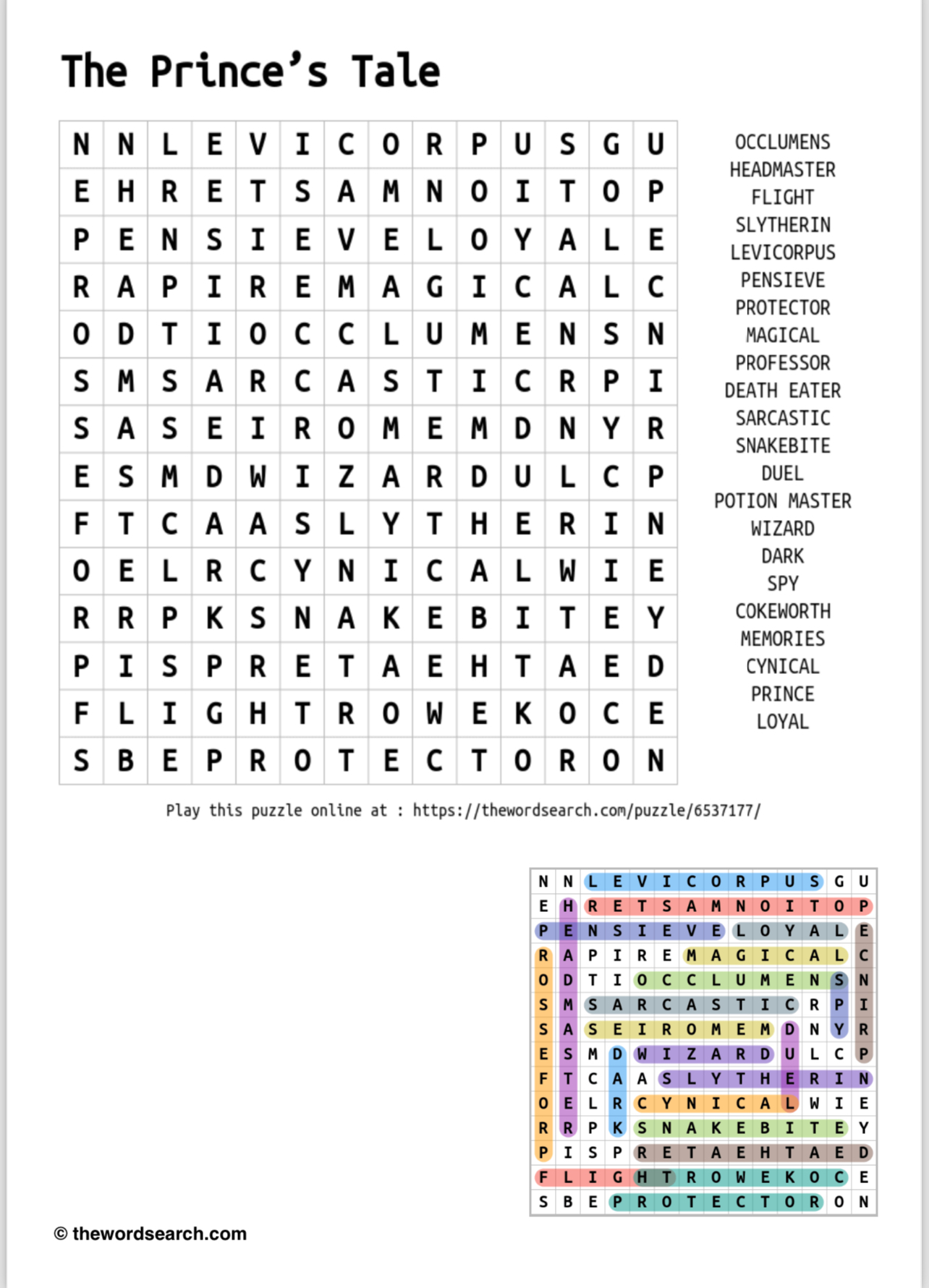 Answers Word Search 1